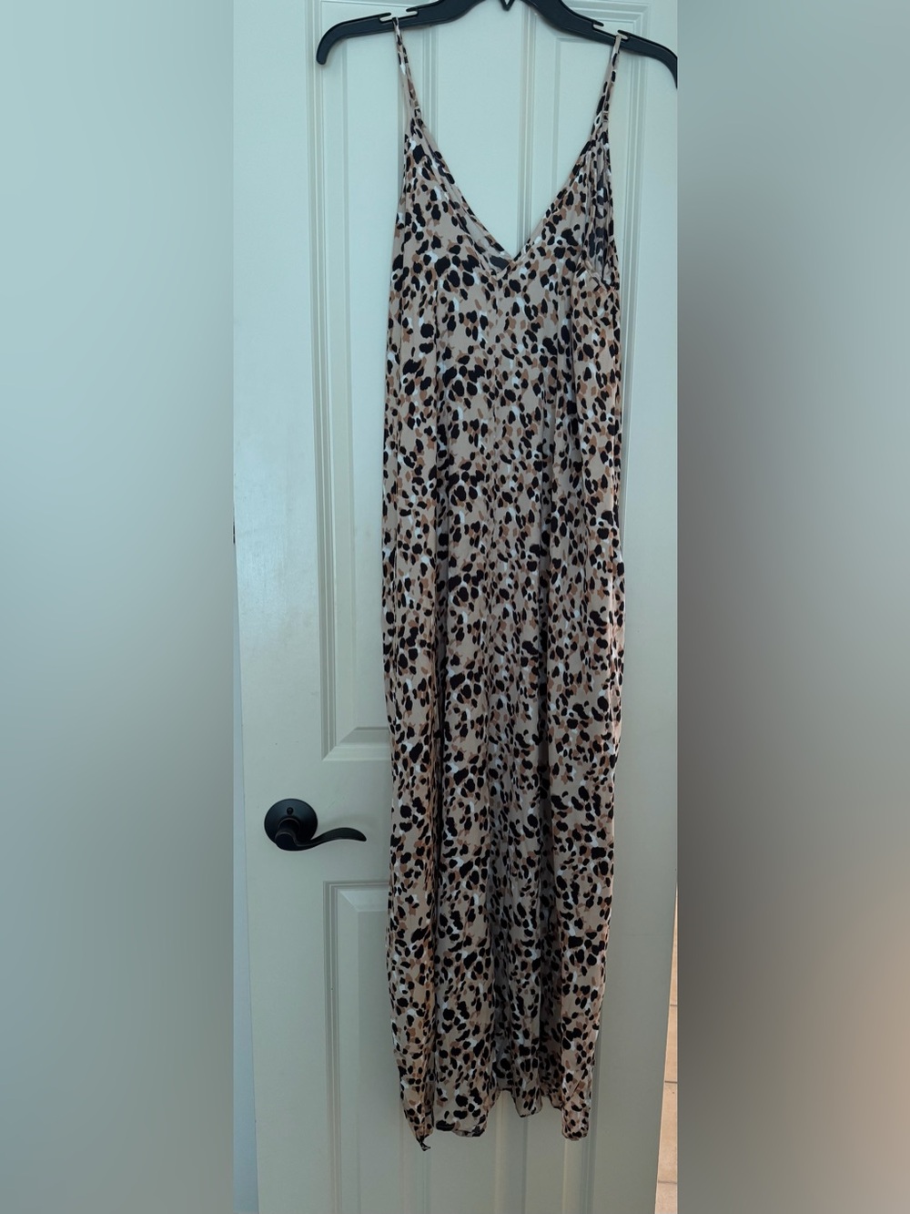 Leopard Print Slip Maxi Dress in Beige and Black - Picture 1 of 2